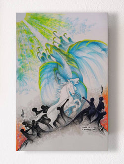 نسخة كانفس للوحة قال لي الحصان العربي للفنان البروفيسور عبدالمحسن فرحات