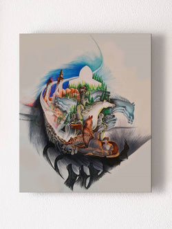 نسخة كانفاس للوحة قال لي الحصان العربي 4 للفنان البروفيسور عبدالمحسن فرحات